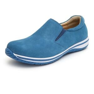 NIB Alegria Aaron Blue Suede Slip On Shoes - Size 43 EU 9.5 US (W US 13)